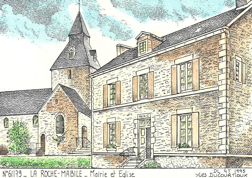 N 61179 - LA ROCHE MABILE - mairie et église