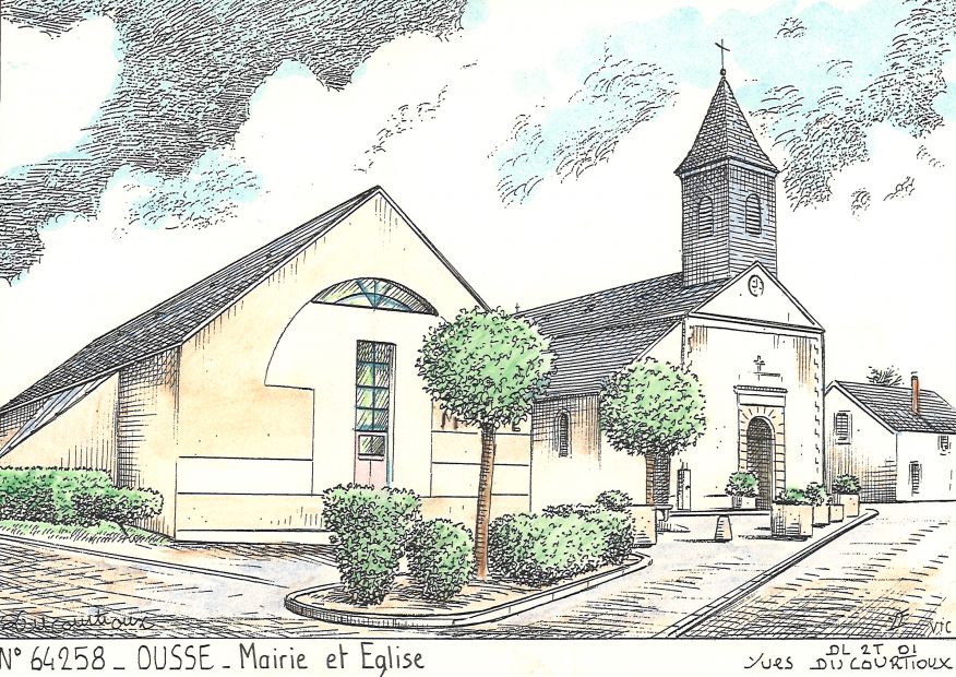 N 64258 - OUSSE - mairie et église