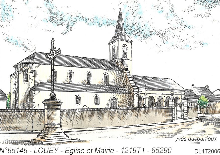 N 65146 - LOUEY - église et mairie