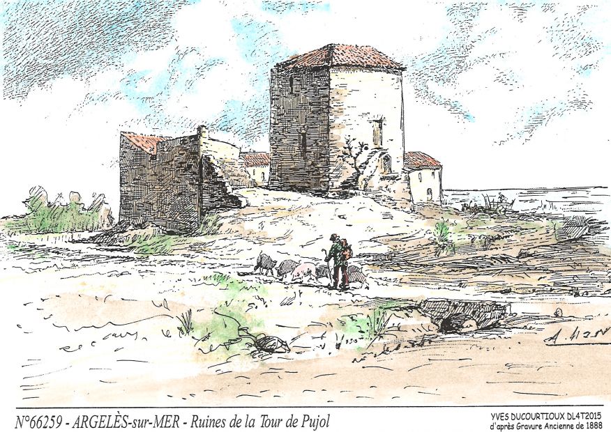 N 66259 - ARGELES SUR MER - ruines de la tour de pujol