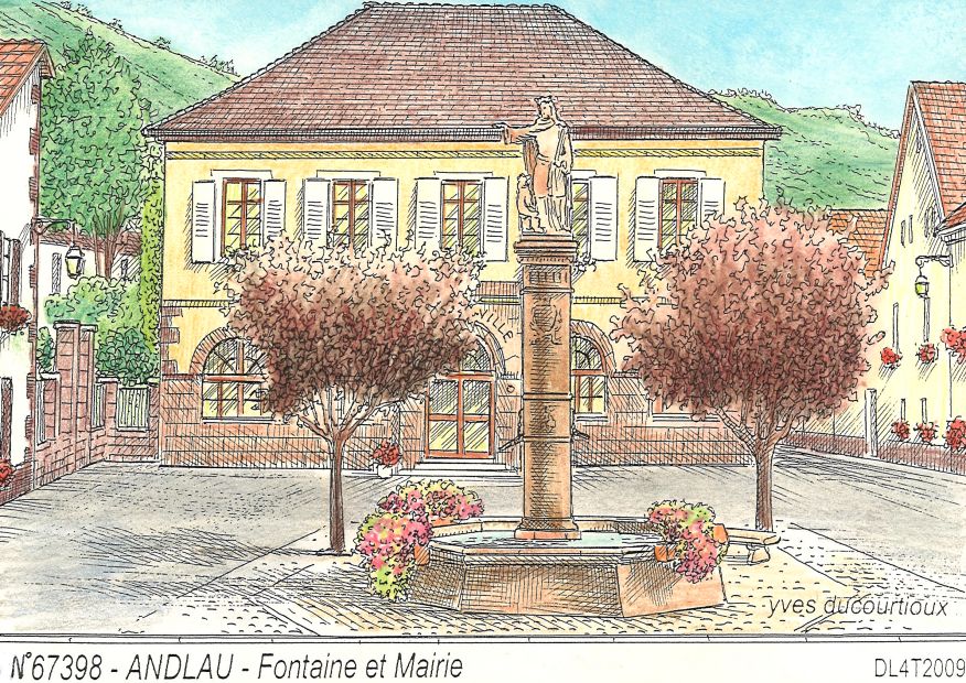 N 67398 - ANDLAU - fontaine et mairie
