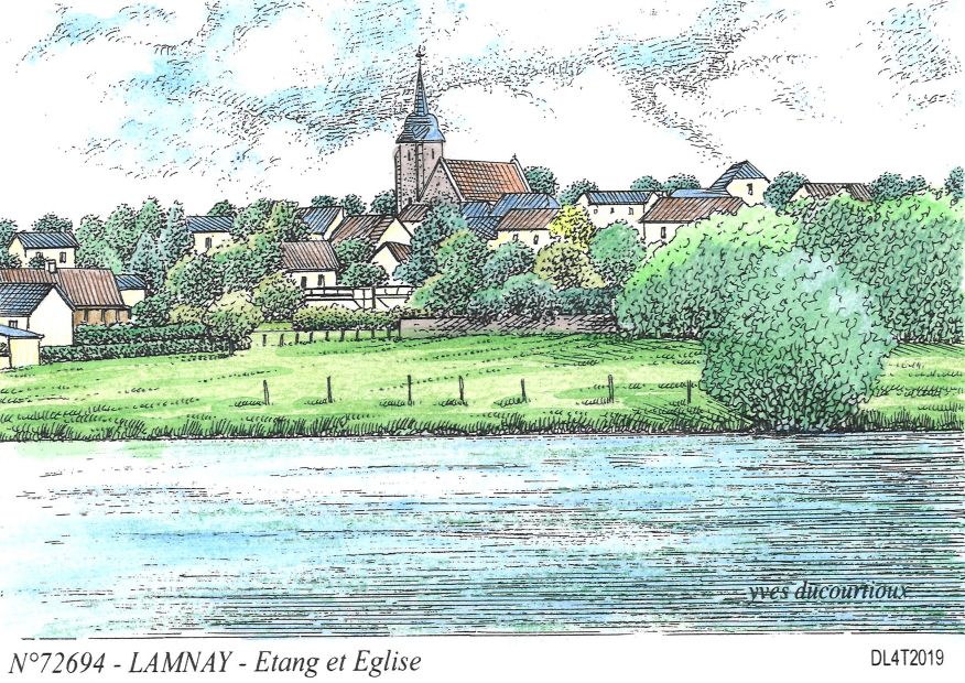 N 72694 - LAMNAY - étang et église