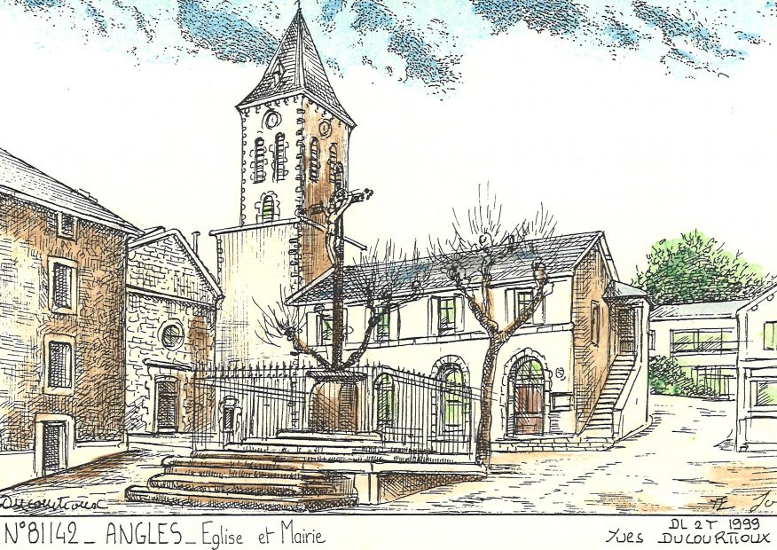 N 81142 - ANGLES - église et mairie