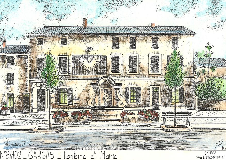 N 84102 - GARGAS - mairie et fontaine