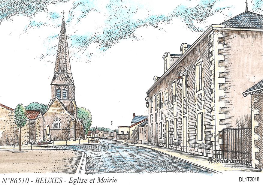 N 86510 - BEUXES - église et mairie