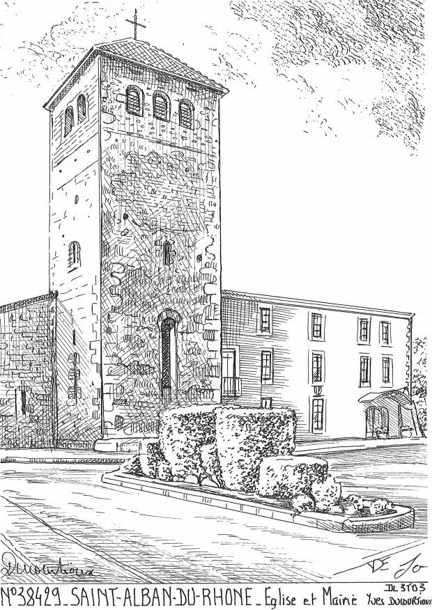Cartes postales ST ALBAN DU RHONE - église et mairie