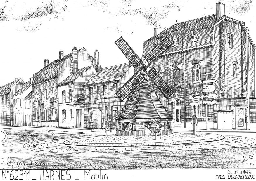 Cartes postales HARNES - moulin