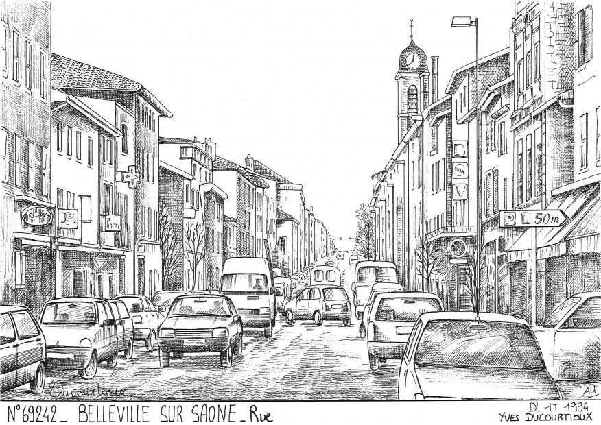 Cartes postales BELLEVILLE SUR SAONE - rue de la rpublique
