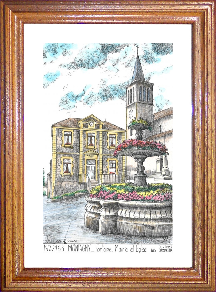 N 42163 - MONTAGNY - fontaine mairie et glise