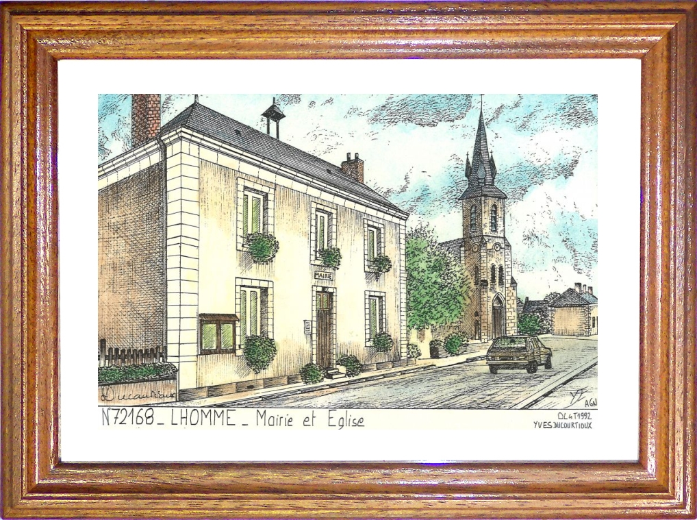N 72168 - LHOMME - mairie et église