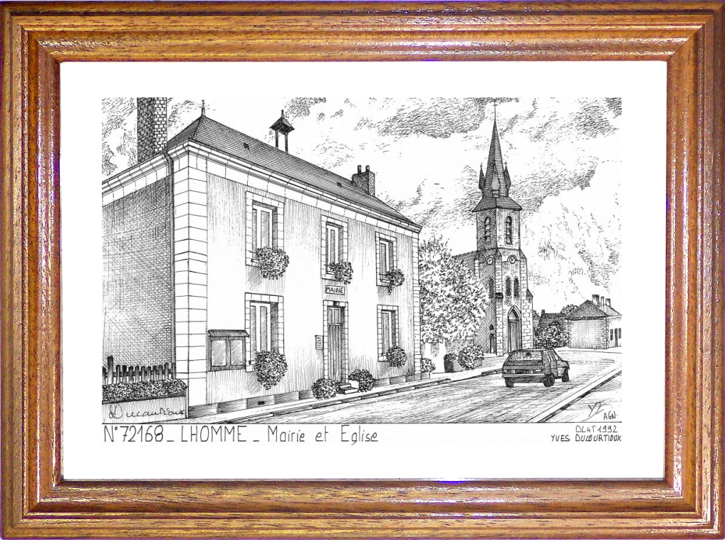 N 72168 - LHOMME - mairie et église